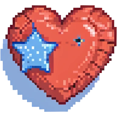 A red heart with a blue star inside emoji
