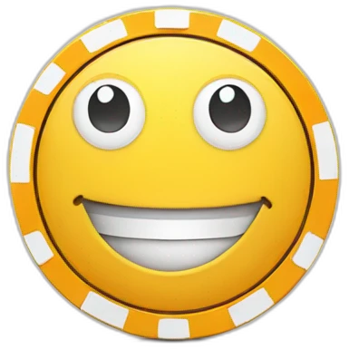 a casino chip with cartoon face, legs and arms emoji