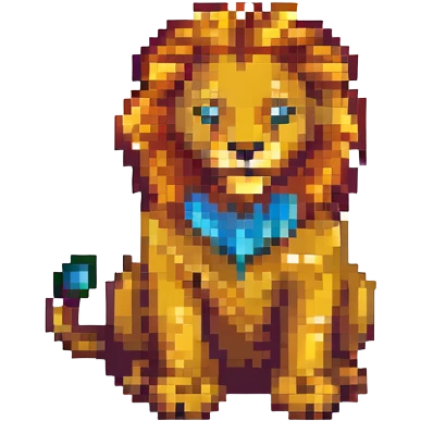 sitting lion pixel art emoji