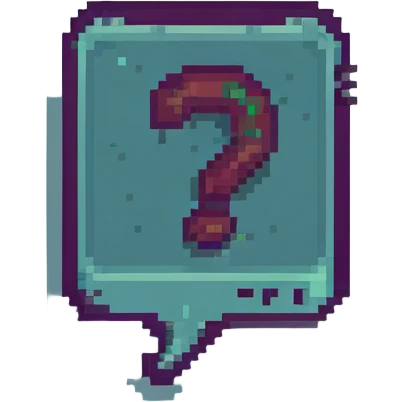 pixel art style speech bubble with a question mark, retro game aesthetic emoji