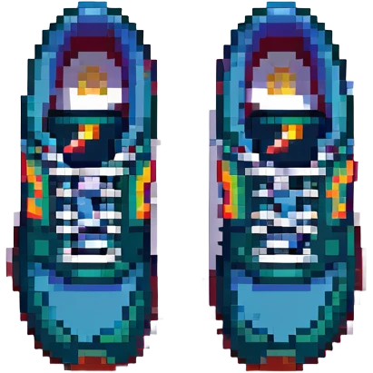 New Balance shoes, pixel art style, top-down view, retro video game look, minimal shading emoji