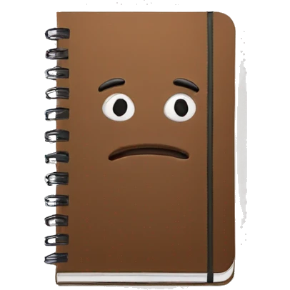 brown notebook with pen emoji