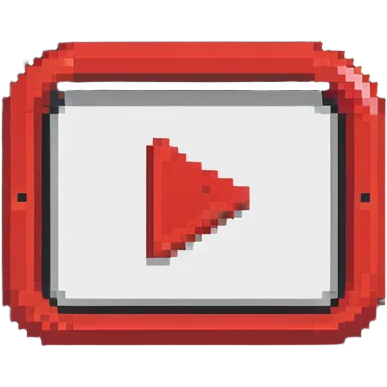 YouTube logo, red rounded rectangle with white play button in center emoji
