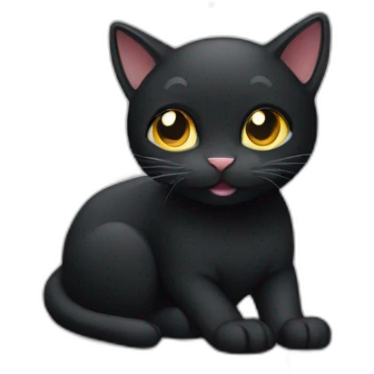 black cat using macbook emoji