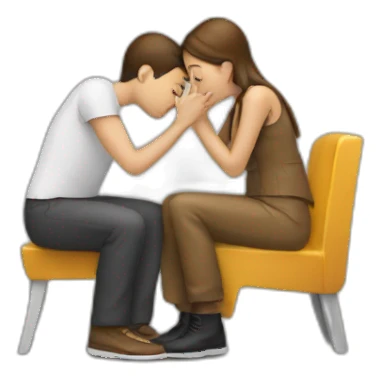 one person sitting sniffs another person's buckle sticker