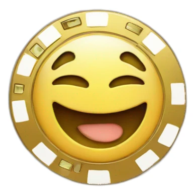 a casino chip with cartoon face sticker