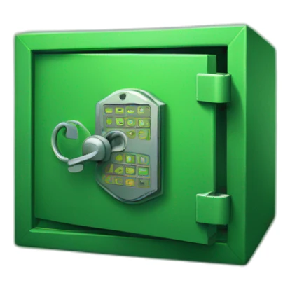 safe filled with green encryption code sticker