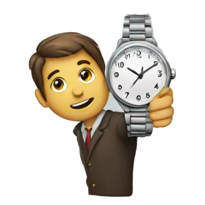 a man holding a watch sticker