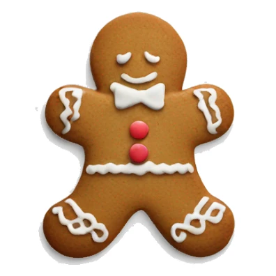 Simple Gingerbread biscuit with frosting decorations on a white plate  sticker