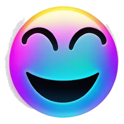 Iridescent neon smiley face  sticker