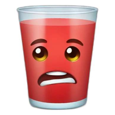 vaso rojo con cara triste cartoon sticker