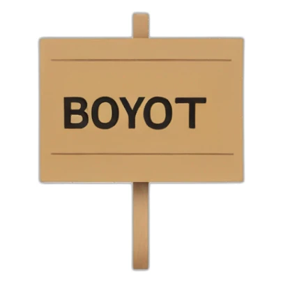 Placard with boycott written on it sticker