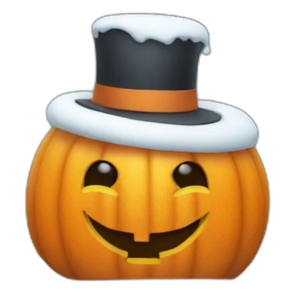 Fat cubic snowman with a pumpkin on the head sticker