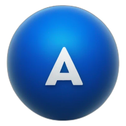 big blue "W" on black marble ball sticker