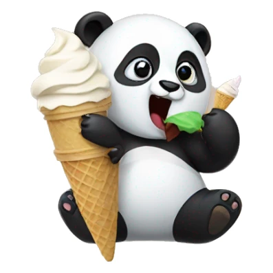 Panda eating ice cream sticker