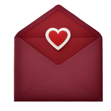 burgundy envelope with heart stamp sticker