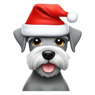 Grey Miniature Schnauzer with Santa Hat sticker