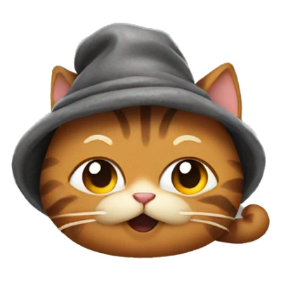 Cat wearing poop hat sticker