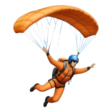 A base jumper soaring through the sky, with a parachute deployed, gliding over a dramatic cliffside or tall building. The background showcases a vast landscape below, with clouds and open skies, emphasizing the adrenaline and freedom of the sport sticker