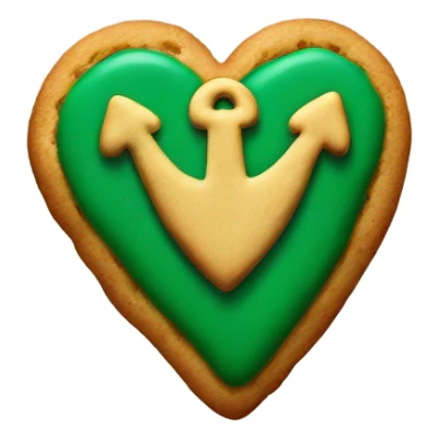 cookie heart with dark green anchor sticker