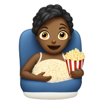 A pregnant lady eating popcorn sticker