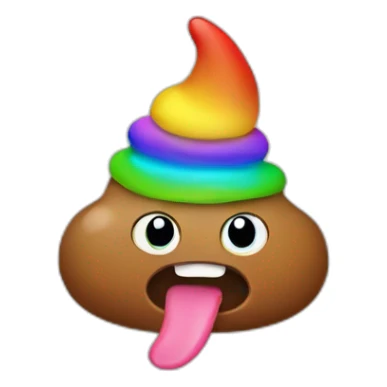 Poop with a hat and rainbow tongue sticker
