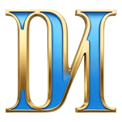 Bold Blue-White-Gold Font “I” Letter  sticker