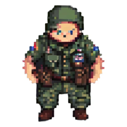military man with crazy look sticker