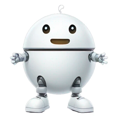 cute white floating spherical happy robot without arms nor legs with floating shopping bags sticker