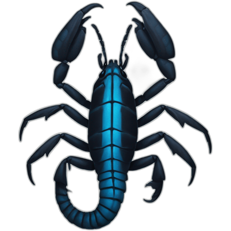 Scorpion black with blue stripes and tail risen emoji