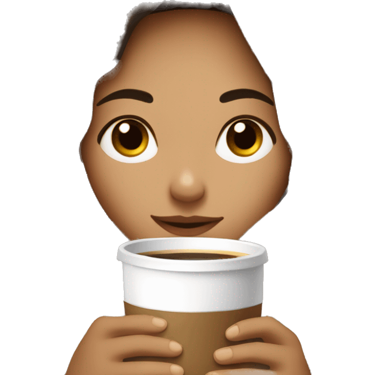 girl with light skin and dark brown hair inside a blanket sipping coffee eyes closed emoji