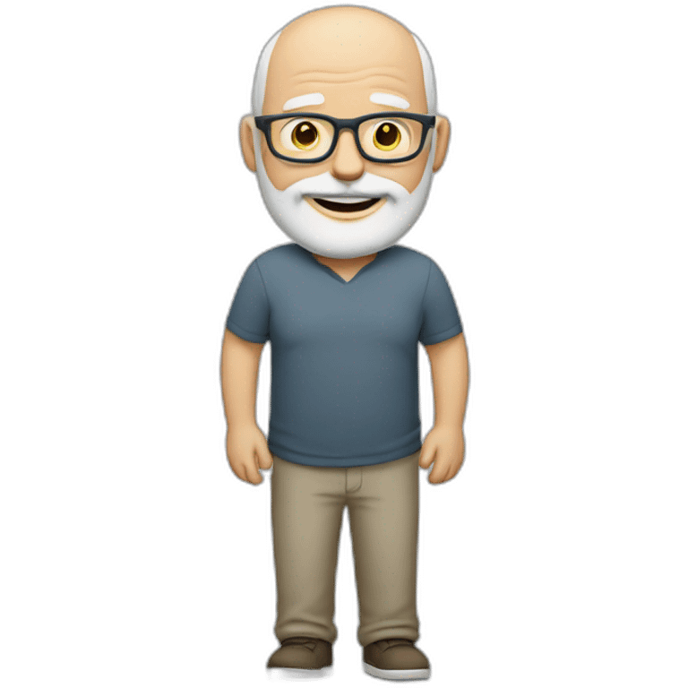 crossed arms full body smiling chubby white man bald head with gray beard glasses emoji