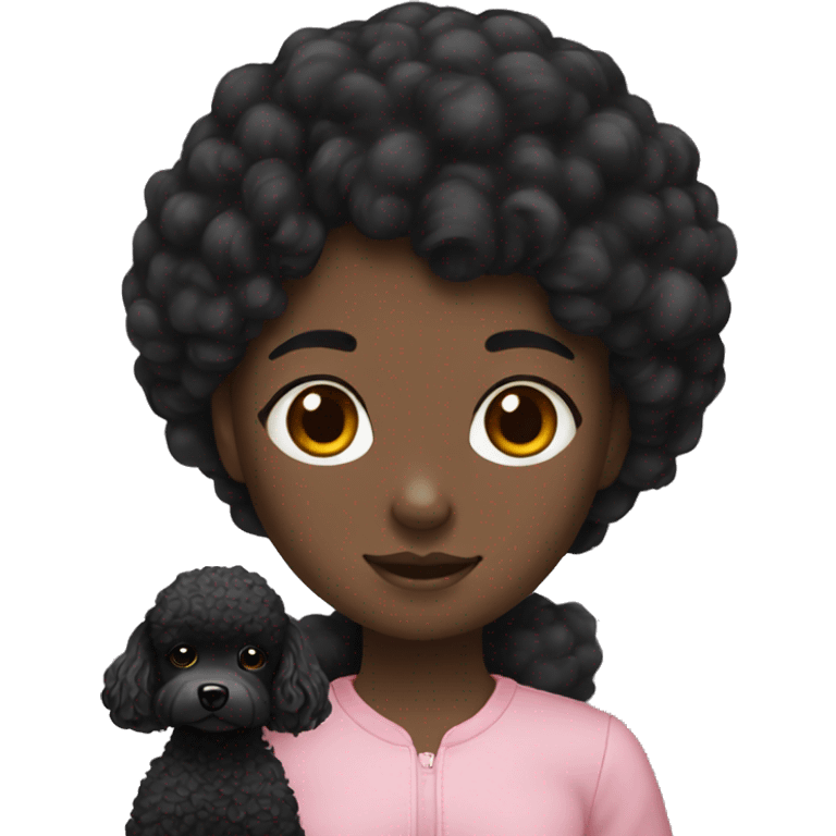 Korean girl with black poodle emoji