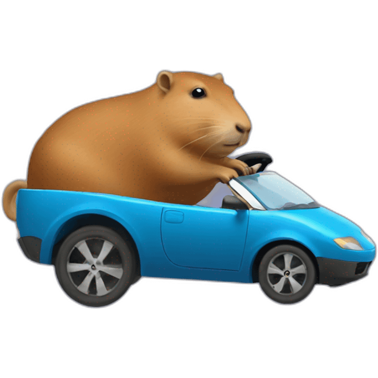 capybara driving a hot wheel emoji