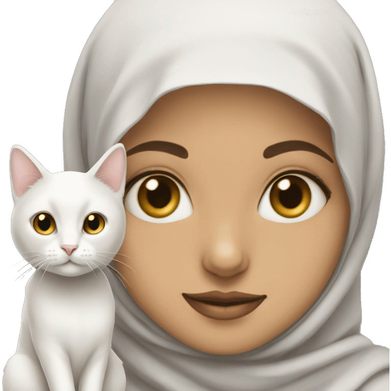 Hijabi with white cat  emoji