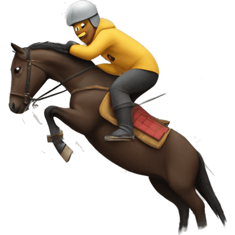 horse skiing down a rooftop emoji