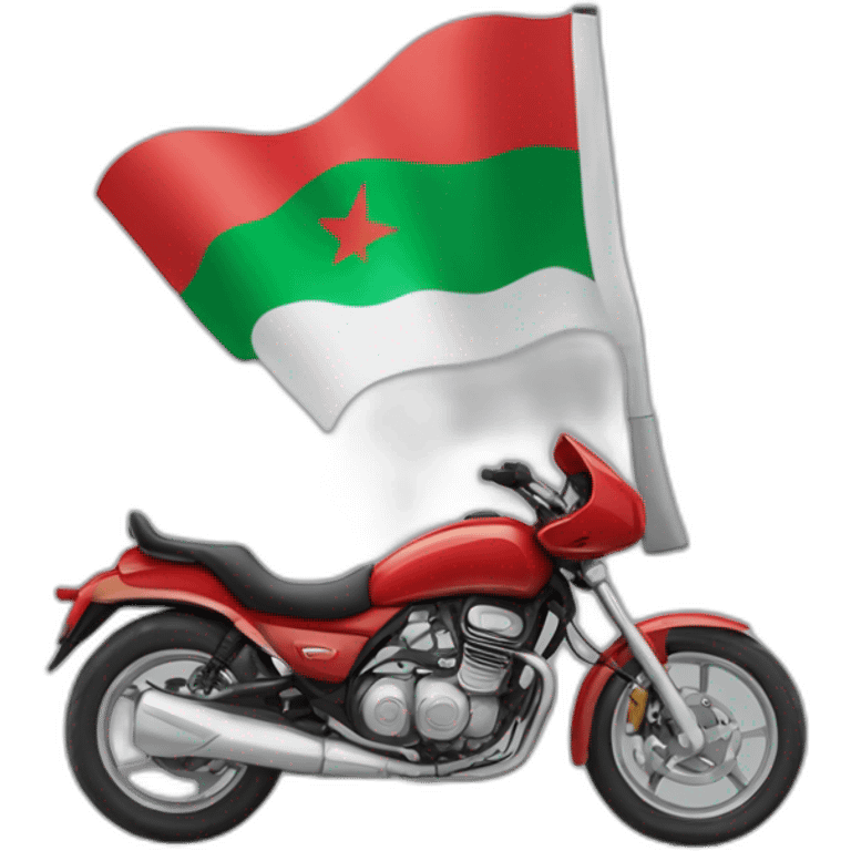 quelqu'un sur une moto avec le drapeau du Maroc derrière emoji