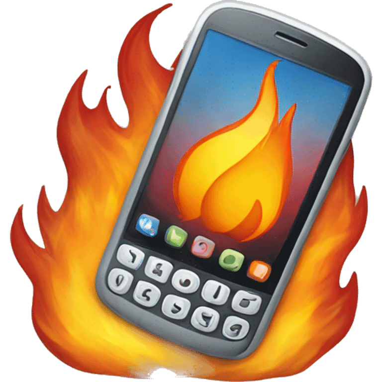 mobile phone with fire emoji