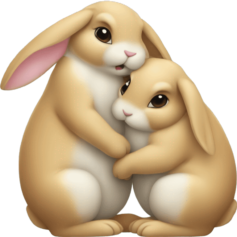 Two bunnies cuddling emoji