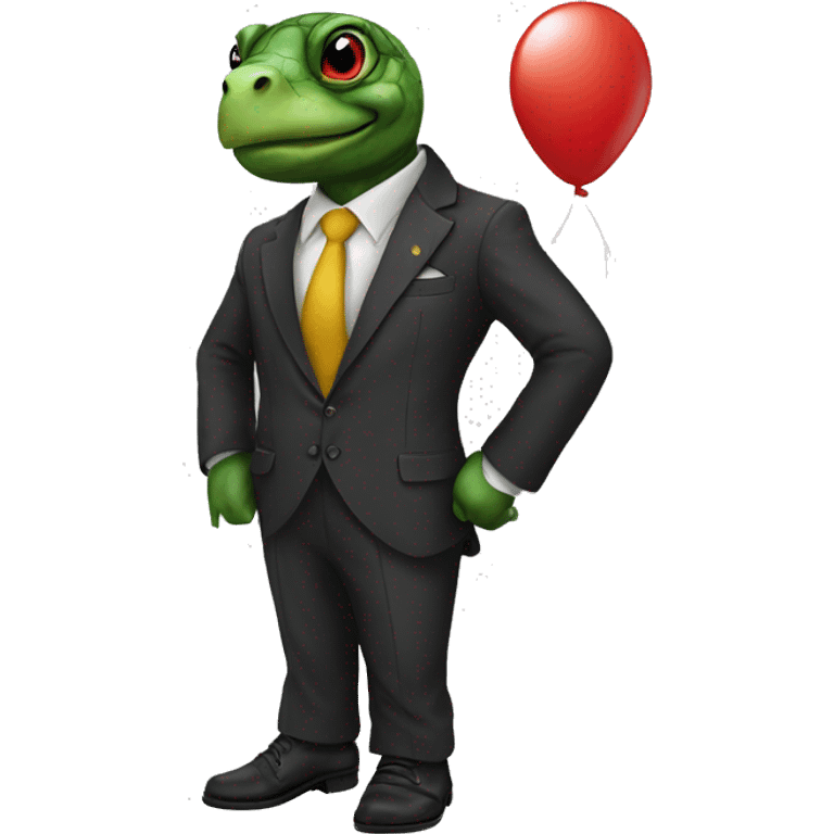 Turtle in a suit and clown shoes emoji