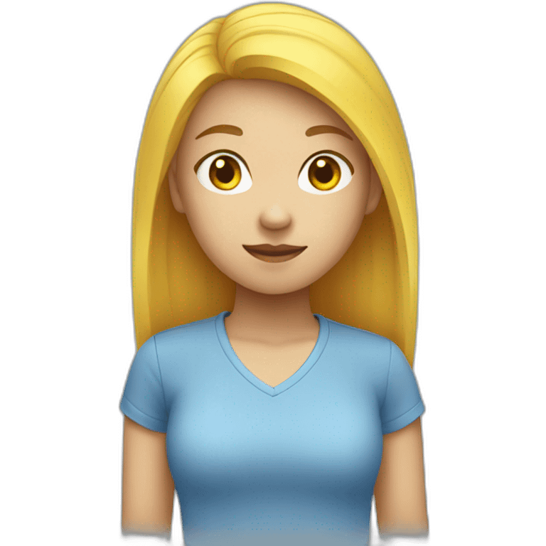 asian girl with yellow hair in a blue shirt emoji