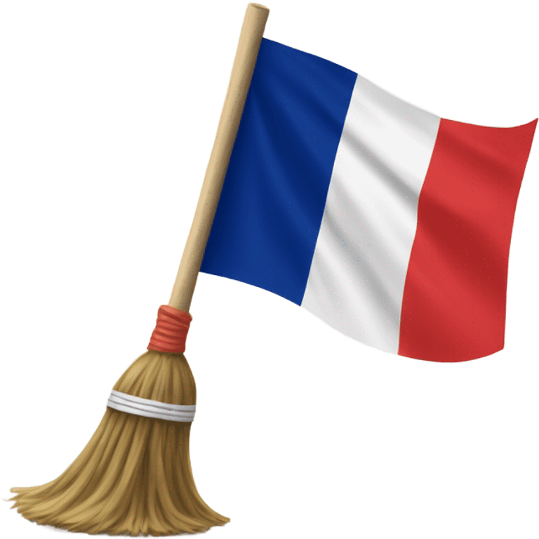 broom on a french flag emoji