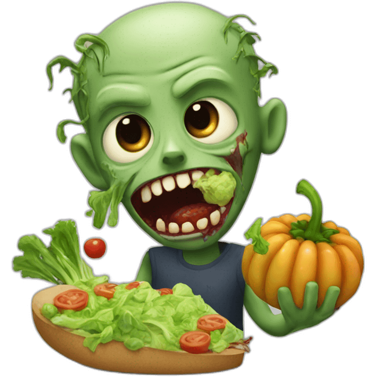 a zombie is eating vegtebales emoji