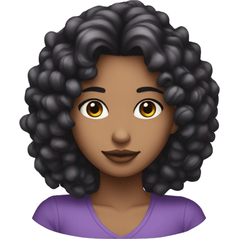 Chica de pelo negro con mechas lilas y ojos lilas  emoji