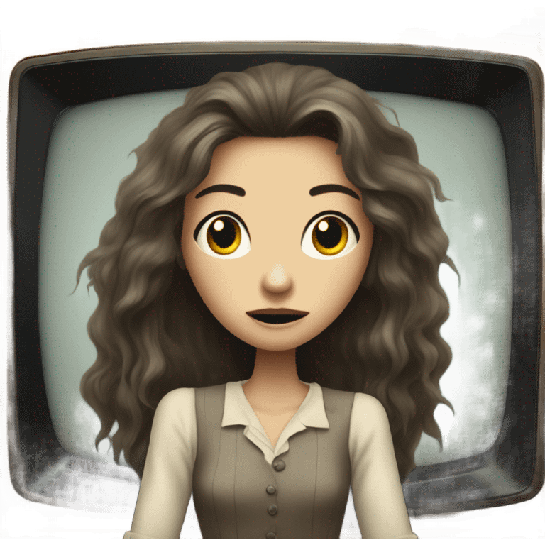 a creepy woman coming out the tv emoji