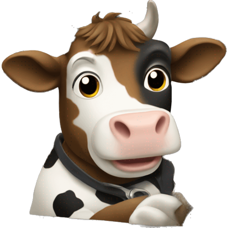 Cow driving a car emoji