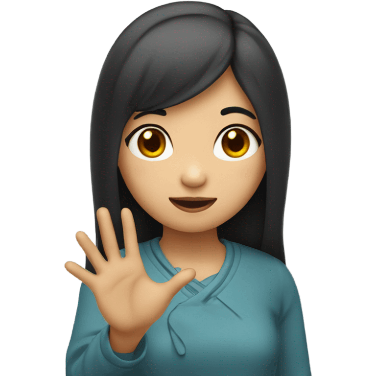 Asian girl giving heart sign emoji