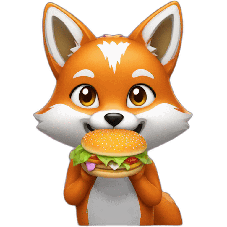 Fox eating a sparkle hamburger emoji