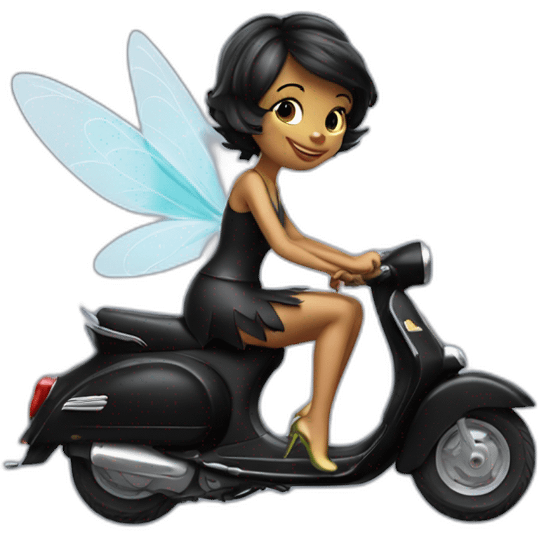 tinkerbell in vespa black emoji