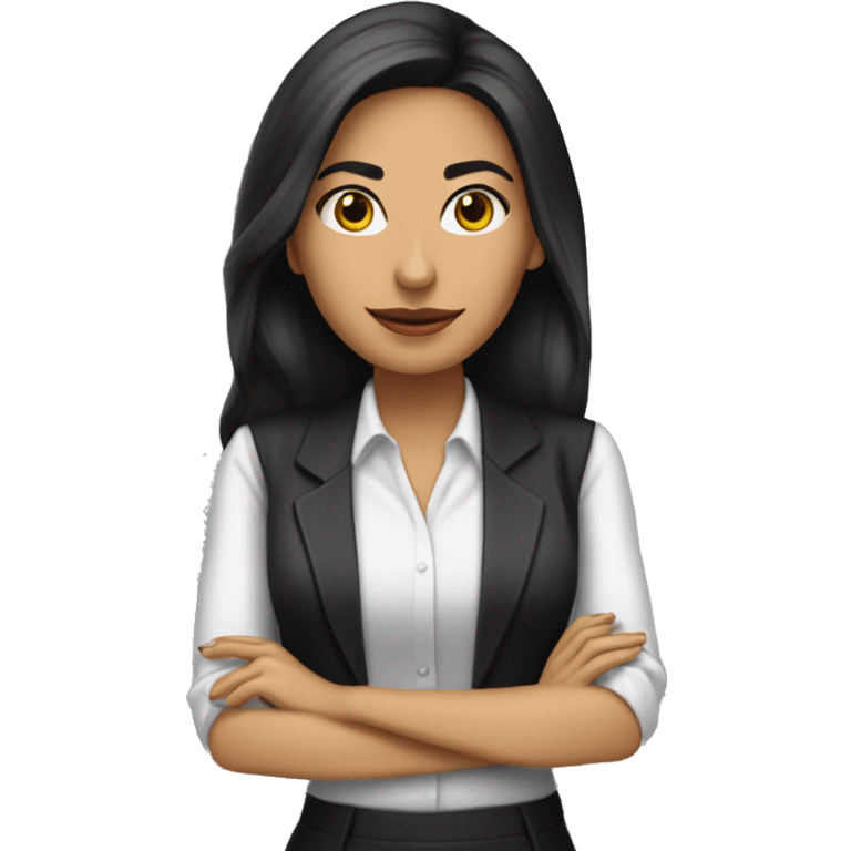 Secretaria joven morena cabello largo ojos negros emoji